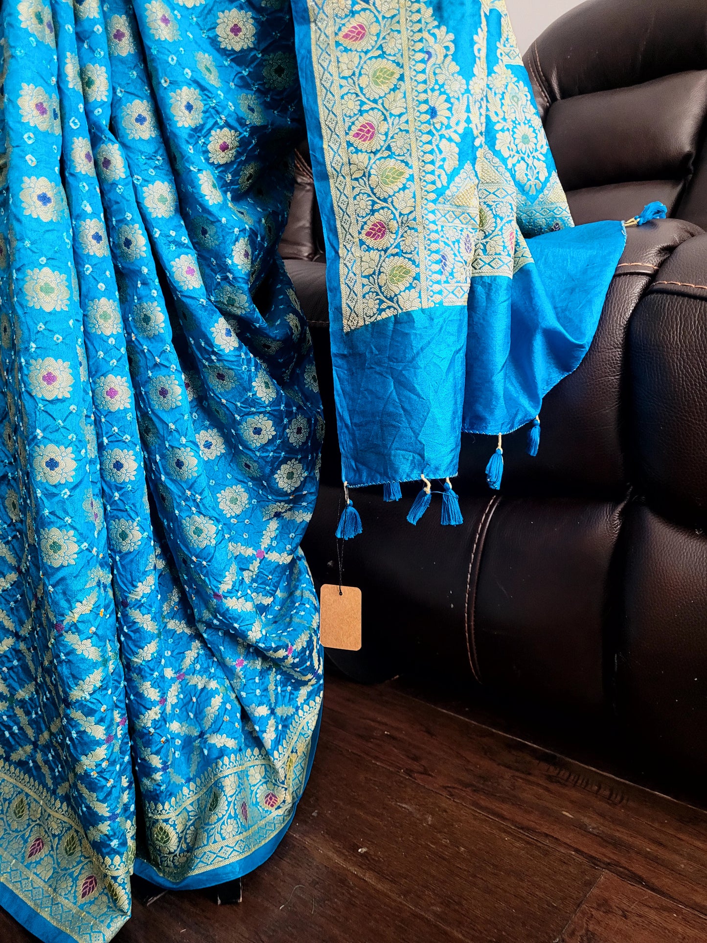 Dupion Silk Jangla Bandhani Saree