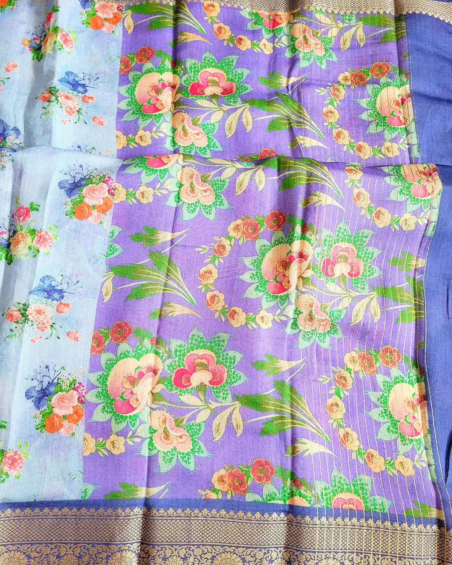 Banaras Munga Floral Printed Saree