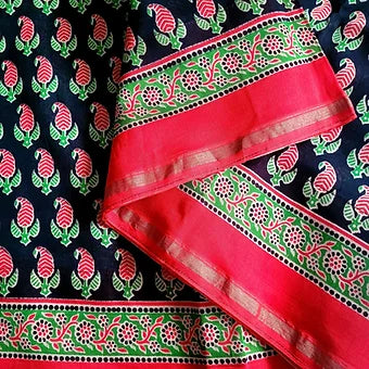Ajrakh Block Printed Saree
