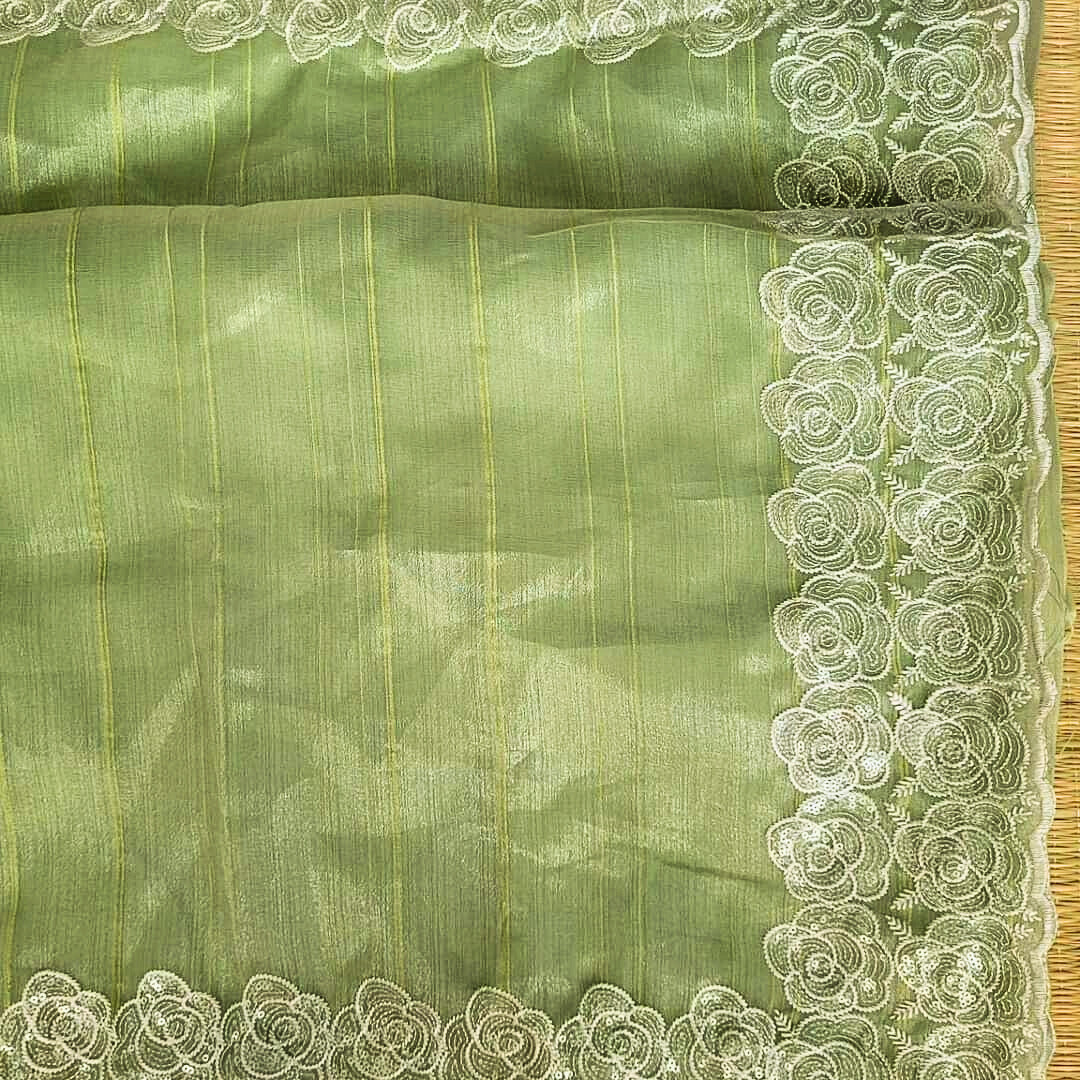 Organza Saree With Intricate Floral Embroidery