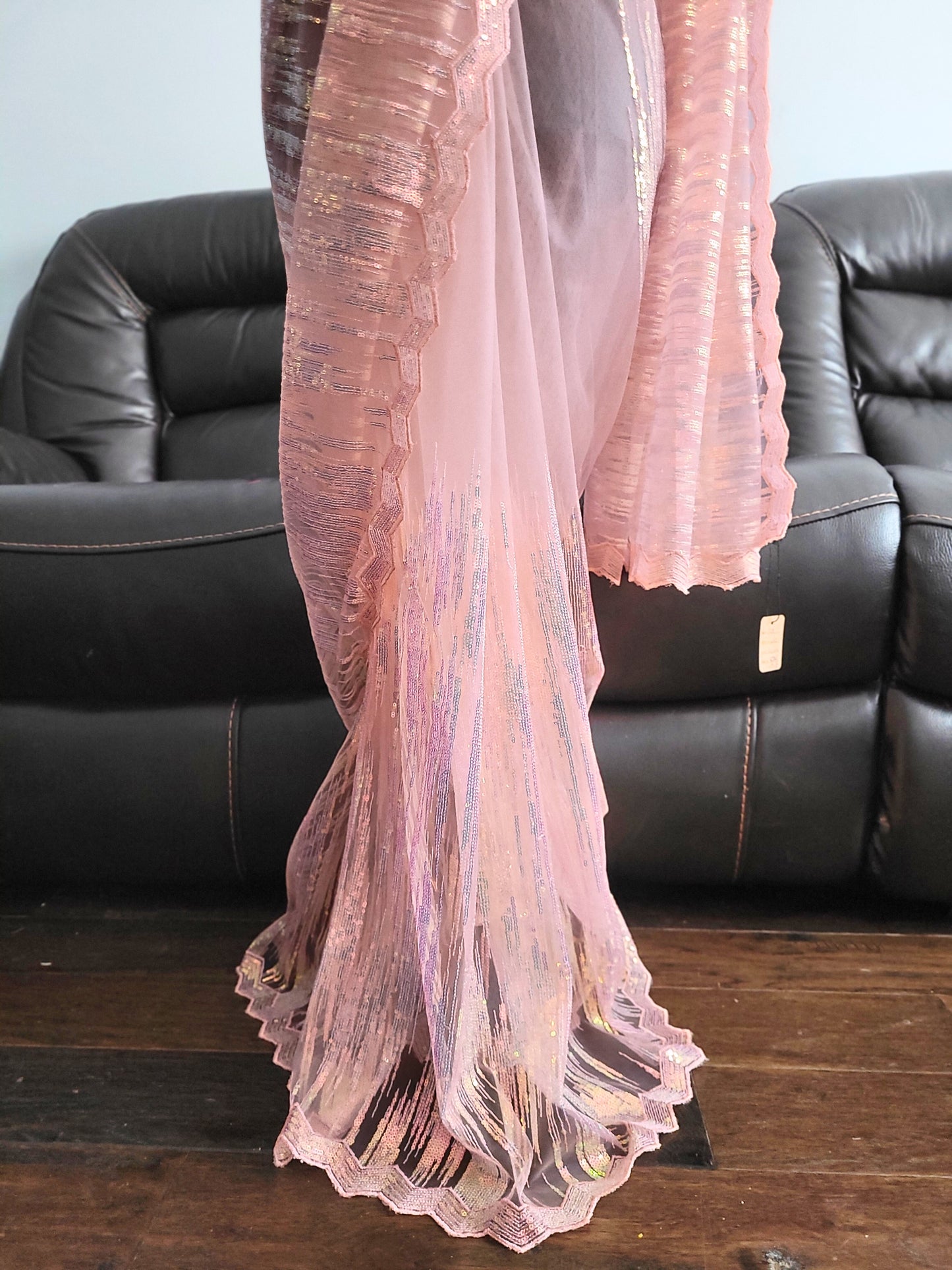 Premium Net Sequins Embroidery Saree