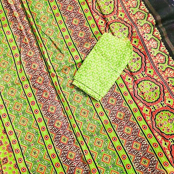 Ajrakh Block Printed Saree