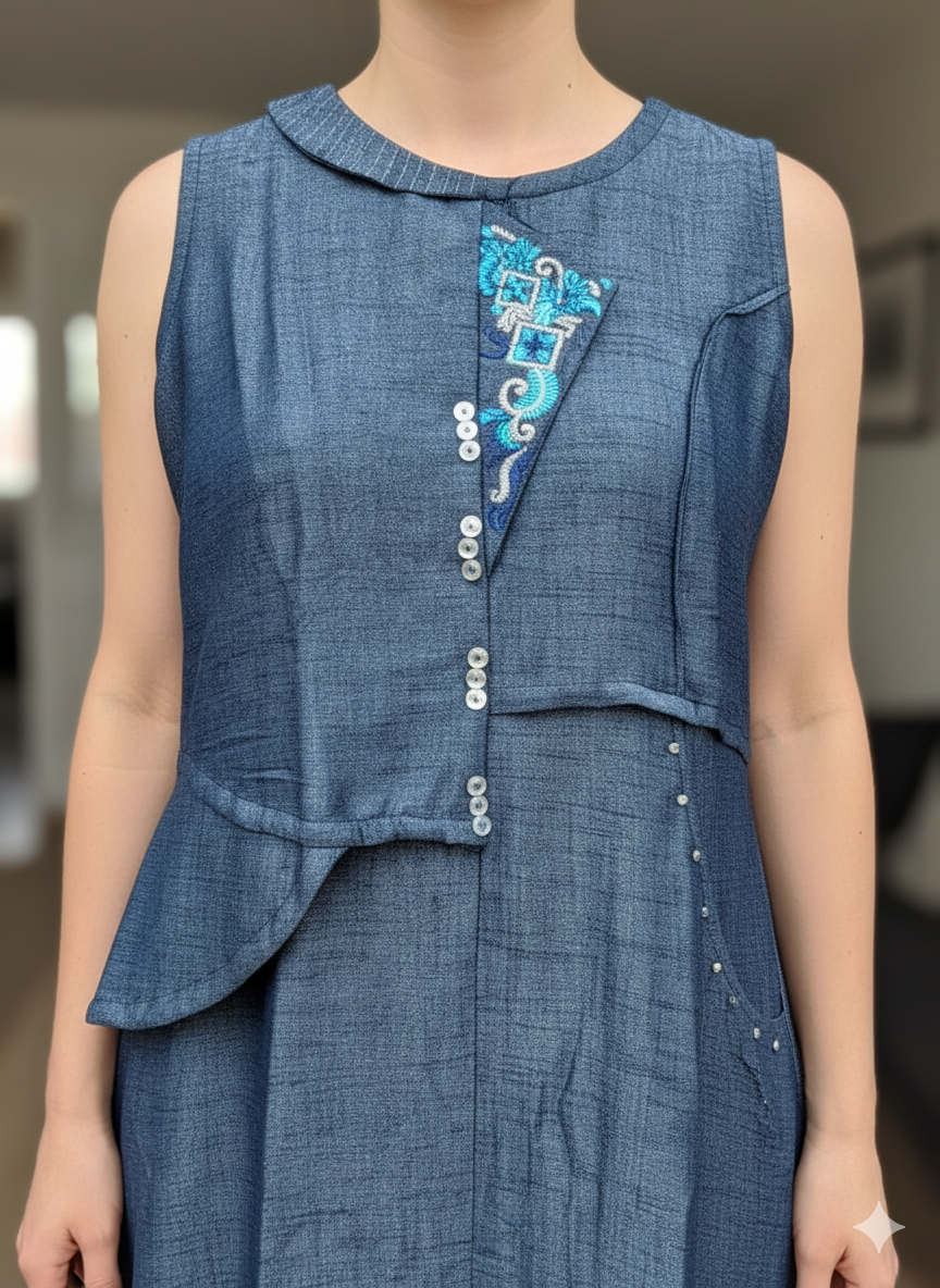 Fancy Denim Like Gown