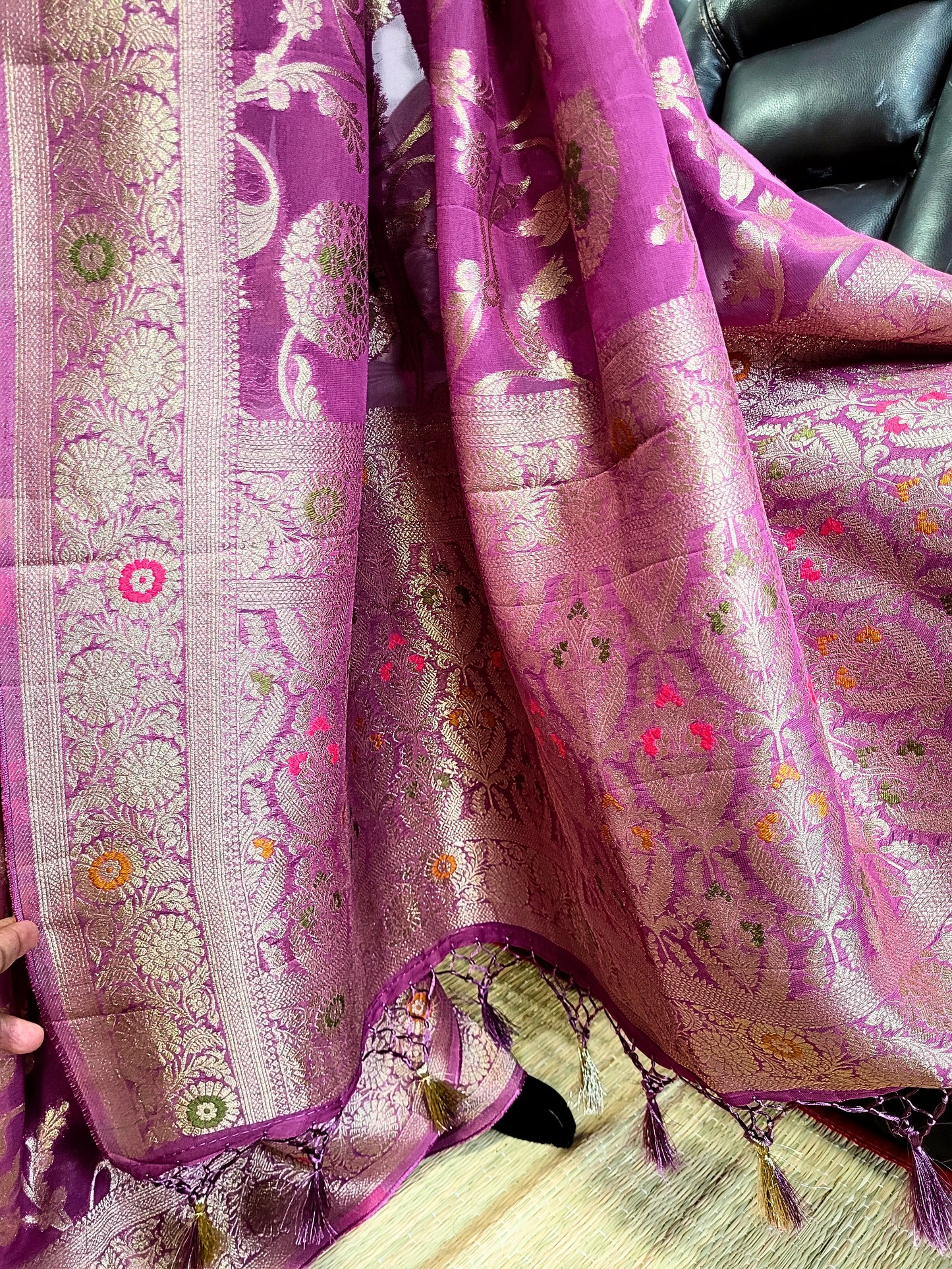 Premium Khadi Banaras Georgette Saree