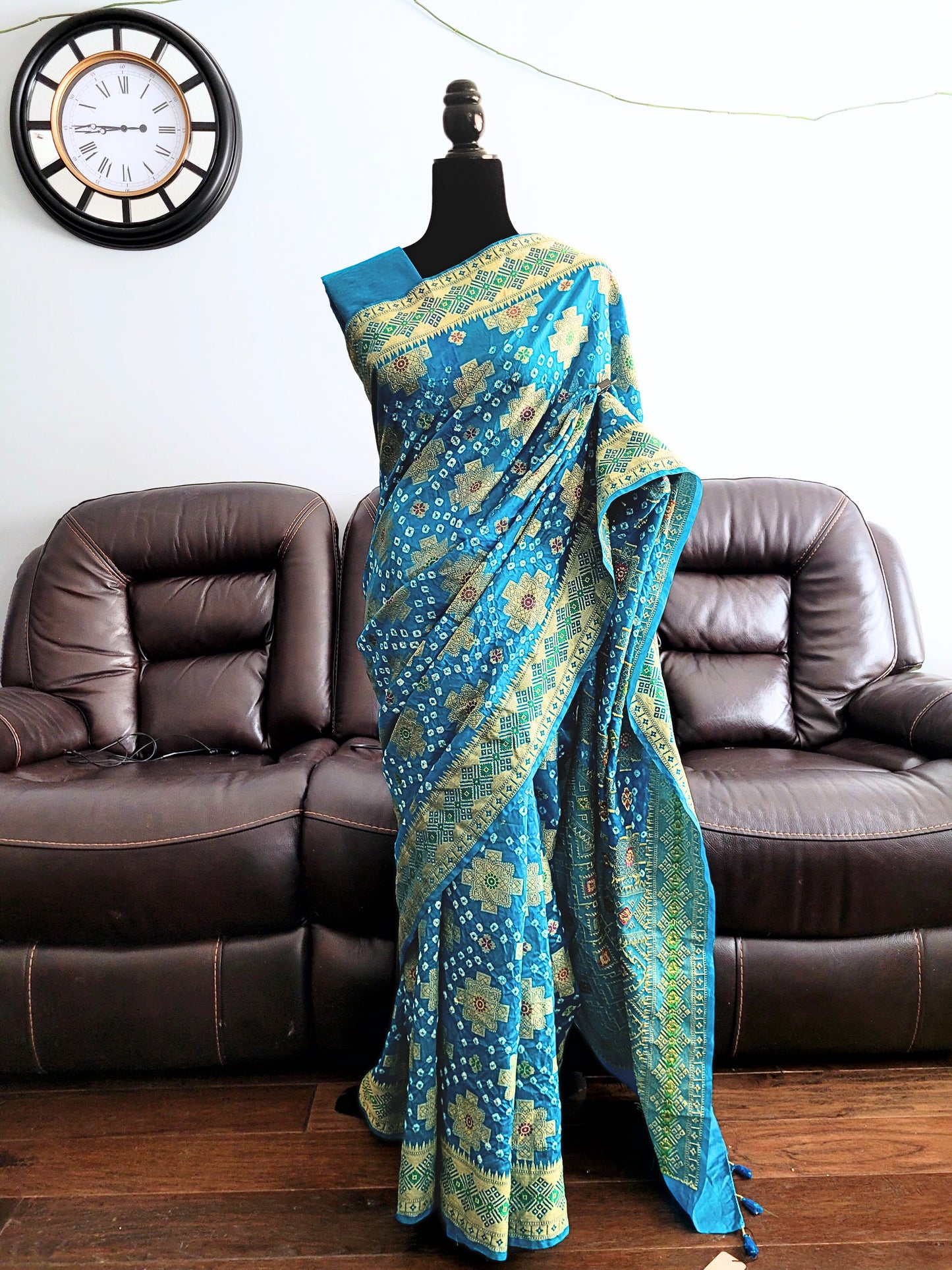 Dupion Silk Bandhani Jangla Saree