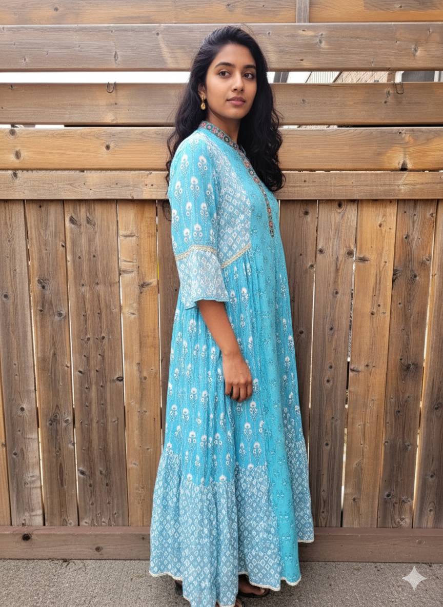 Printed Mul Cotton Gown