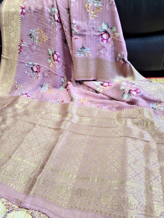 Banaras Georgette Printed Saree