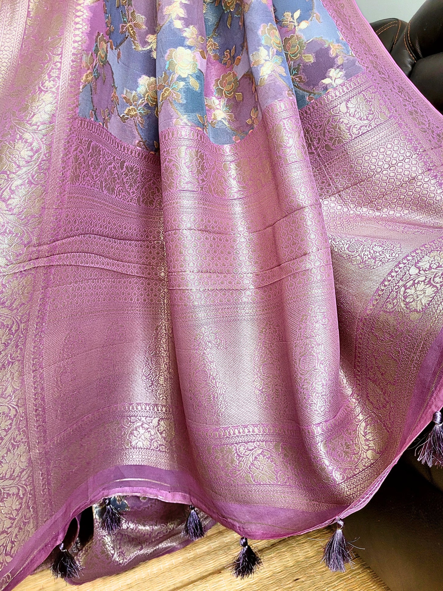 Pure Khadi Georgette Rangkat Saree