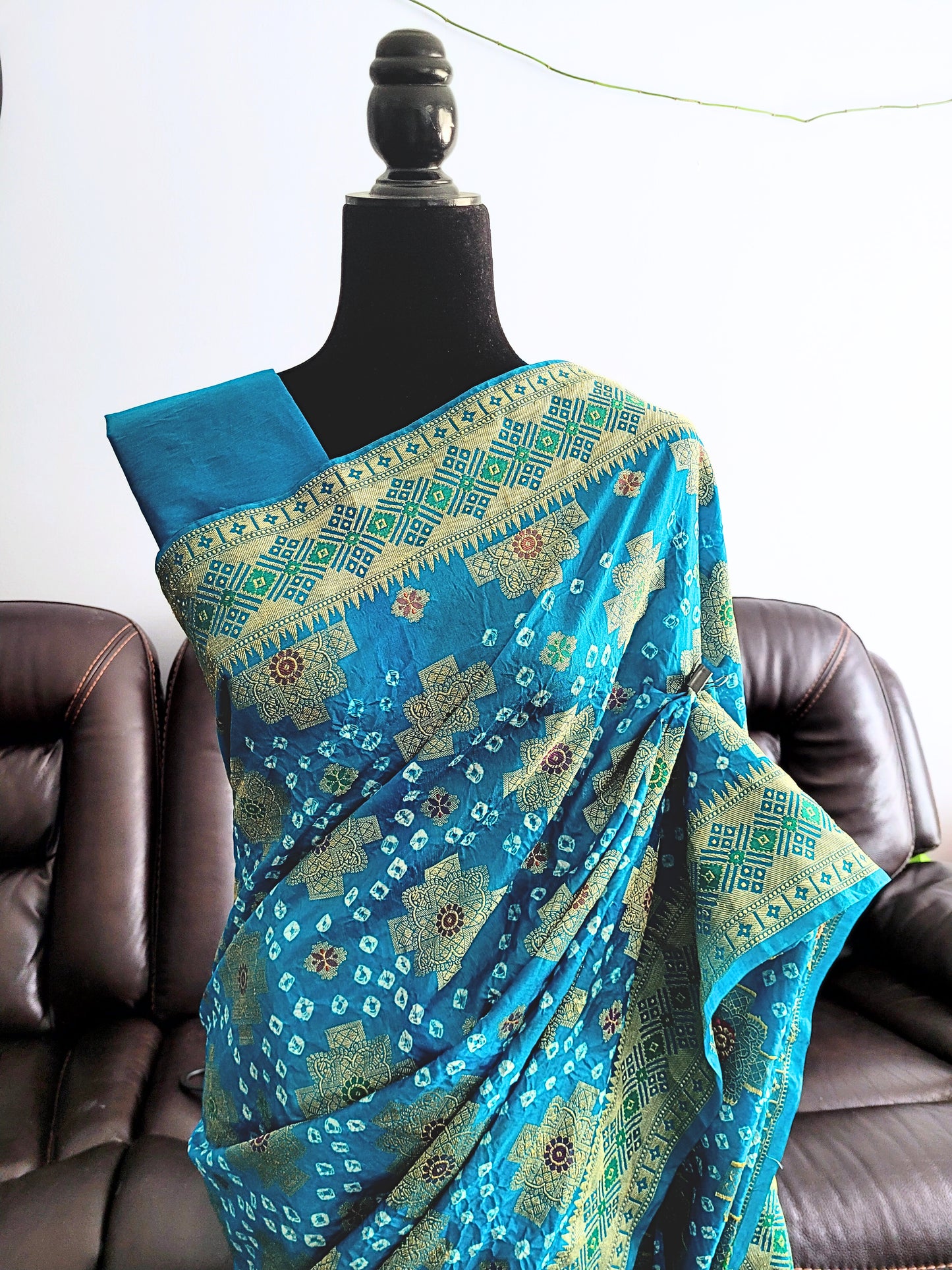 Dupion Silk Bandhani Jangla Saree