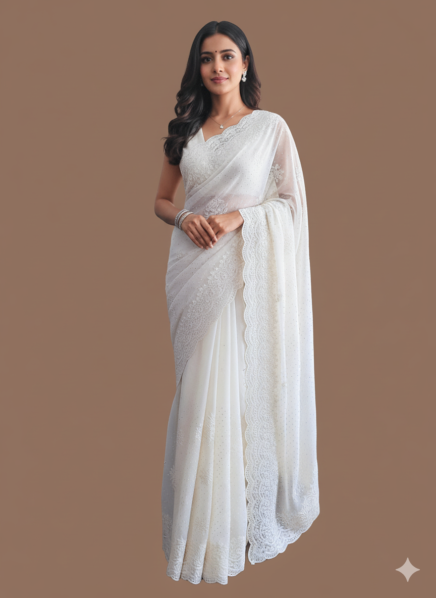 Exquisite Georgette Chikankari Saree