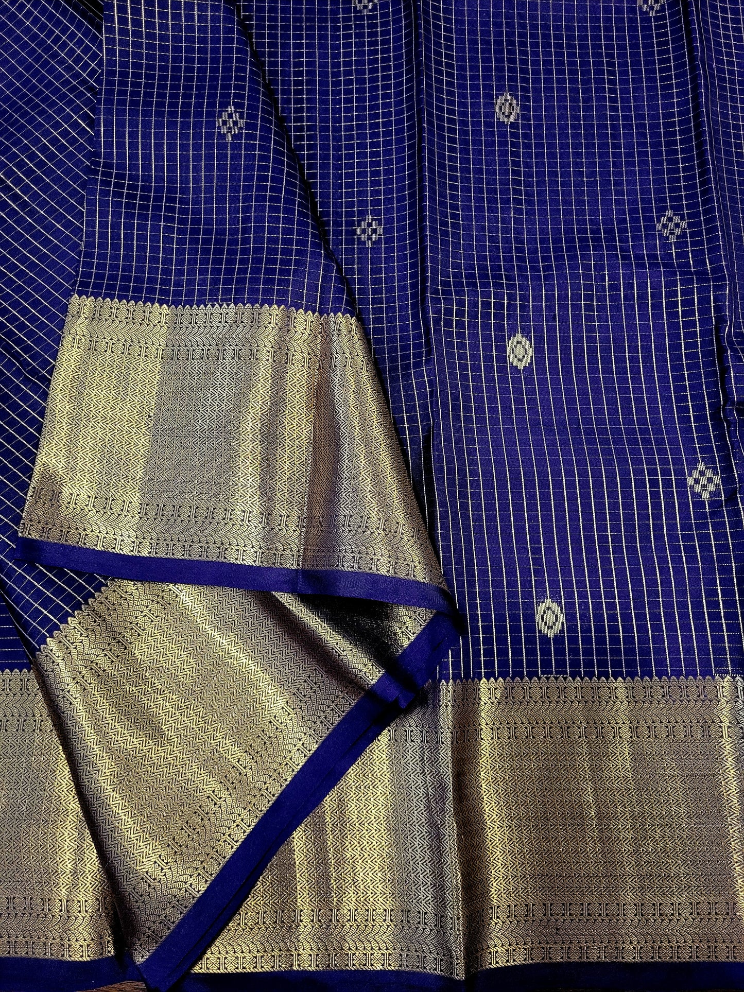 Pure Kanchipuram Handloom Silk Saree With Zari Checks