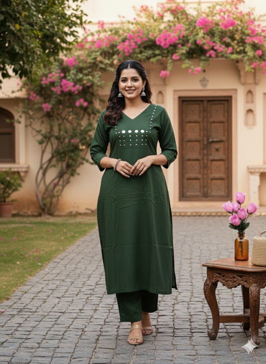 Cotton Embroidery Co-ord Set