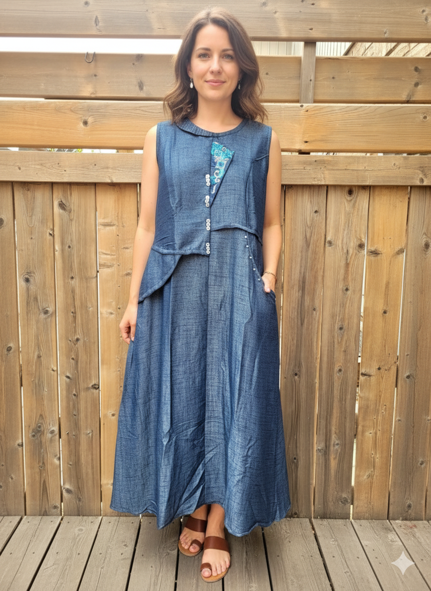 Fancy Denim Like Gown