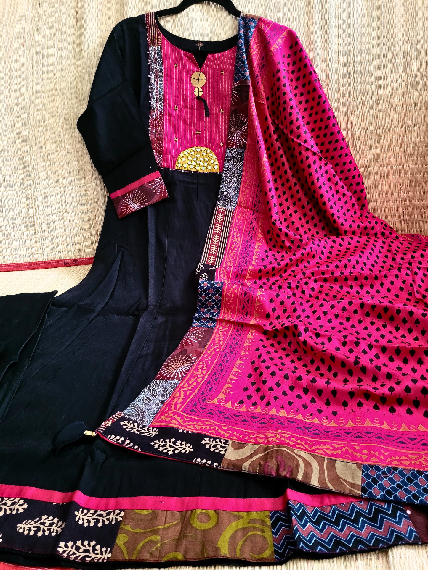 Modal Silk Anarkali Suit With Ajrakh Prints