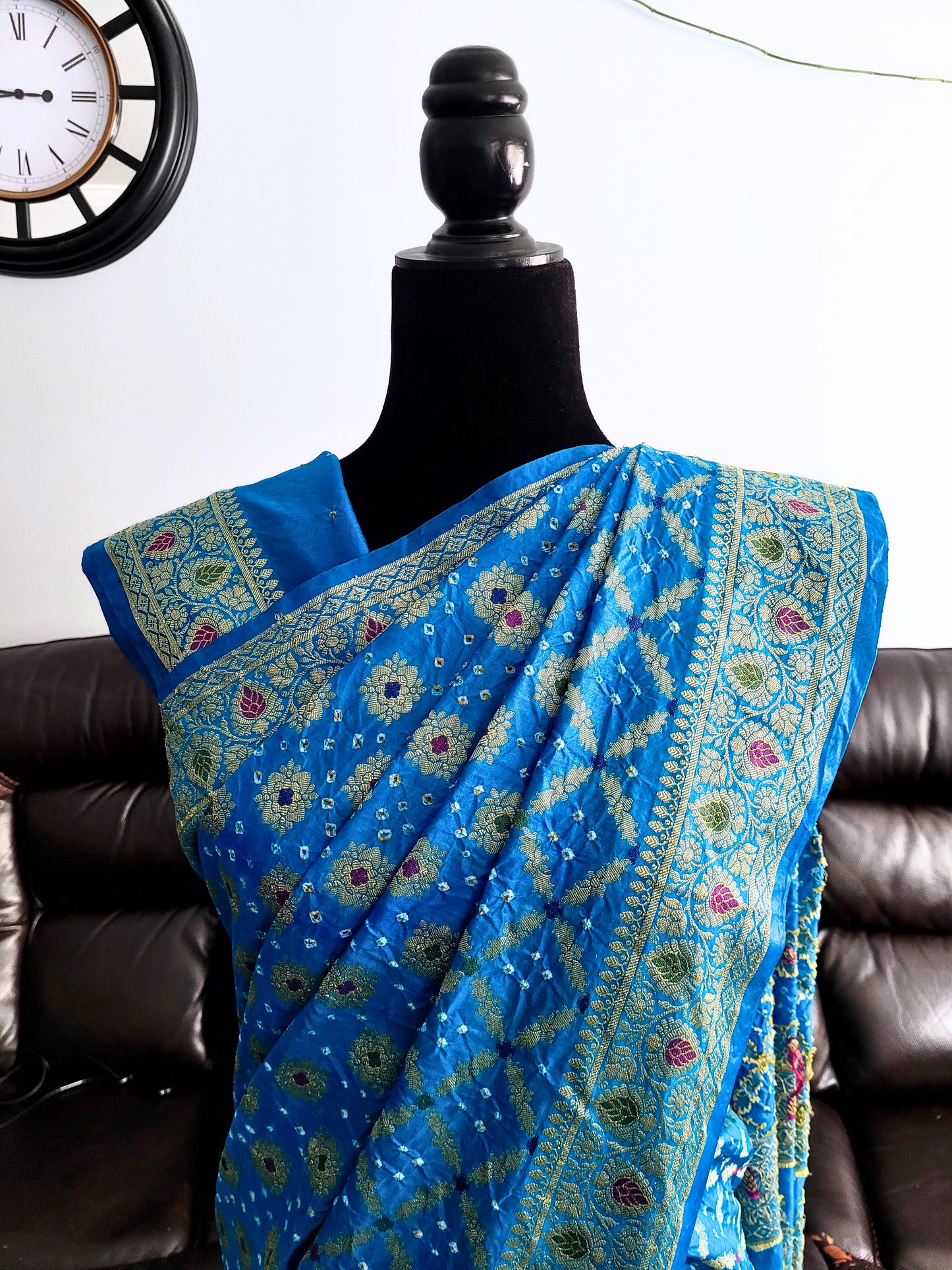 Dupion Silk Jangla Bandhani Saree