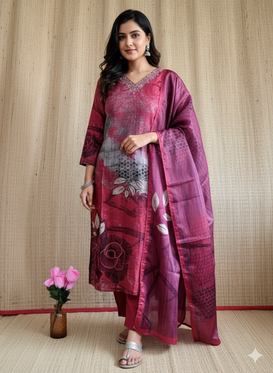 Crepe Printed Salwar With Dupatta