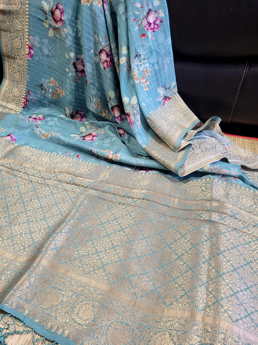 Banaras Georgette Printed Saree