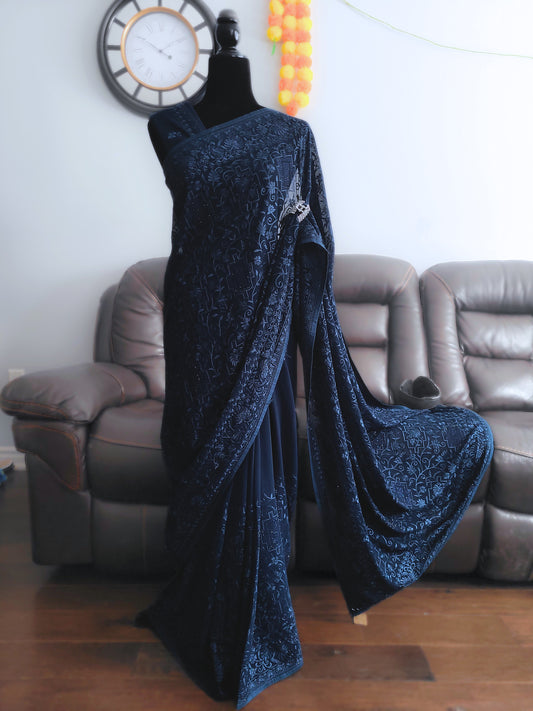 Exquisite Georgette Chikankari Saree