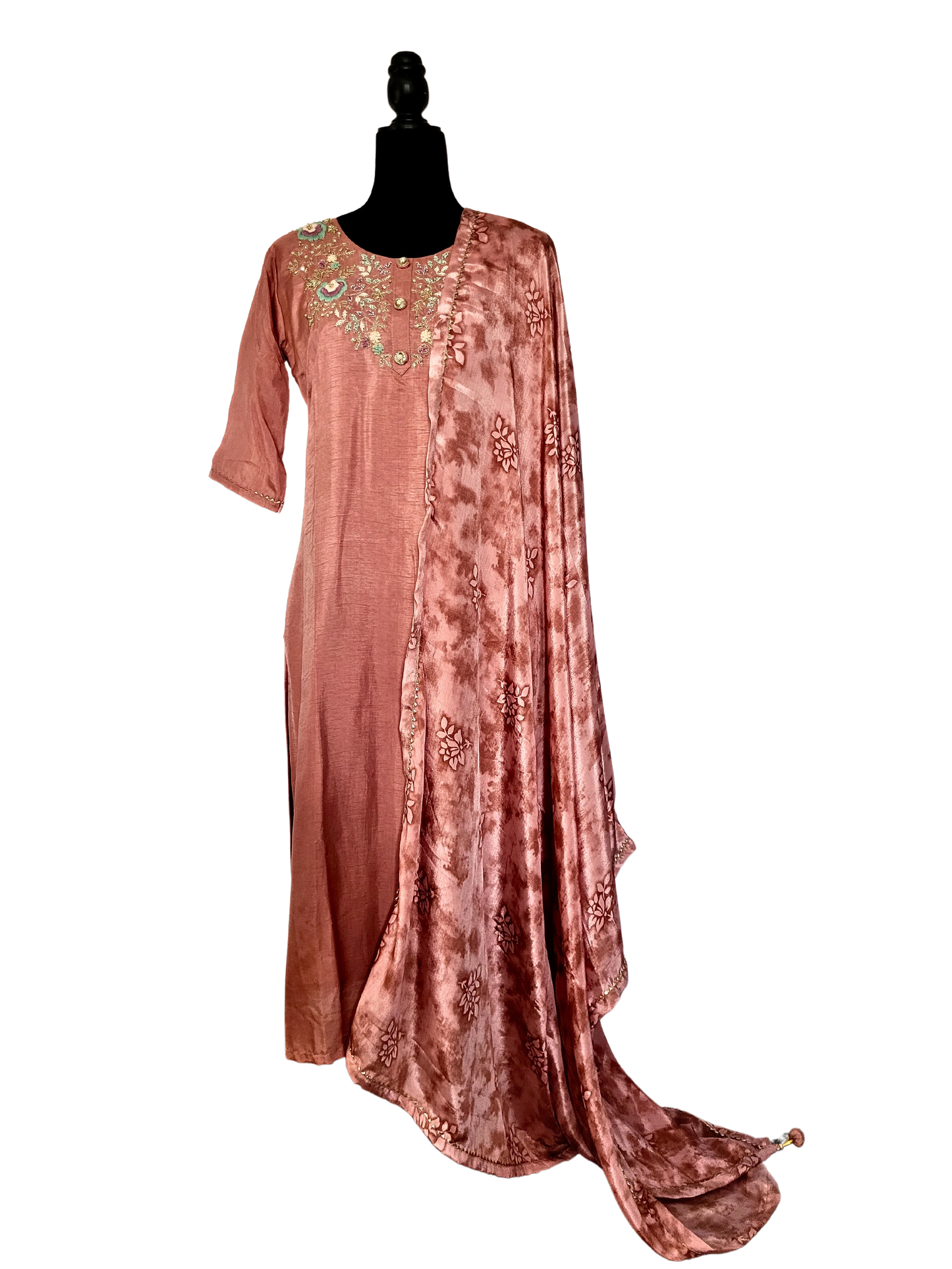 Salwar Suit With Printed Crepe Dupatta