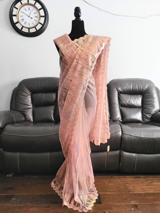 Premium Net Sequins Embroidery Saree