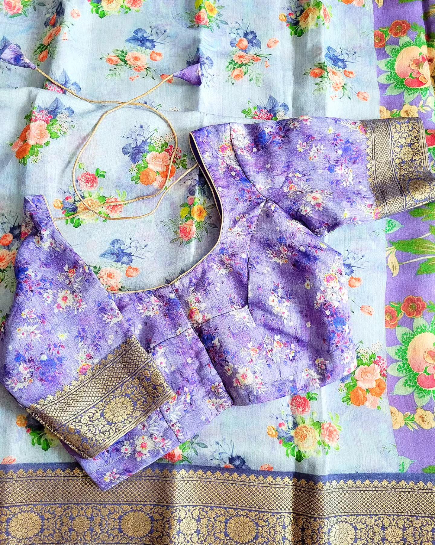 Banaras Munga Floral Printed Saree