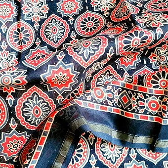 Ajrakh Block Printed Saree