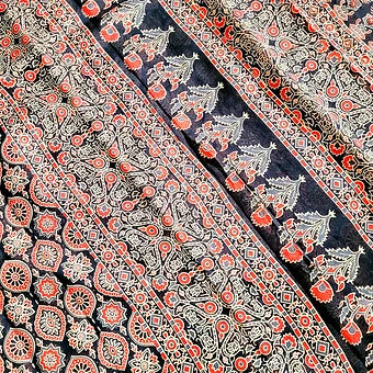 Ajrakh Block Printed Saree