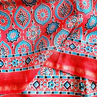 Ajrakh Block Printed Sarees