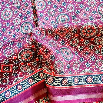 Ajrakh Block Printed Saree