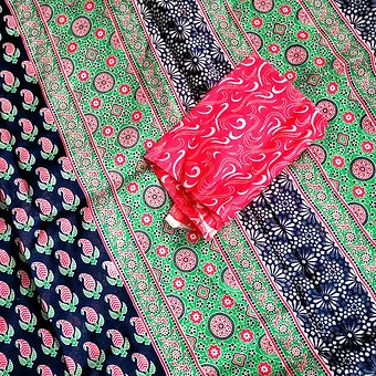 Ajrakh Block Printed Saree