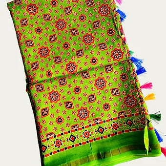 Ajrakh Block Printed Saree