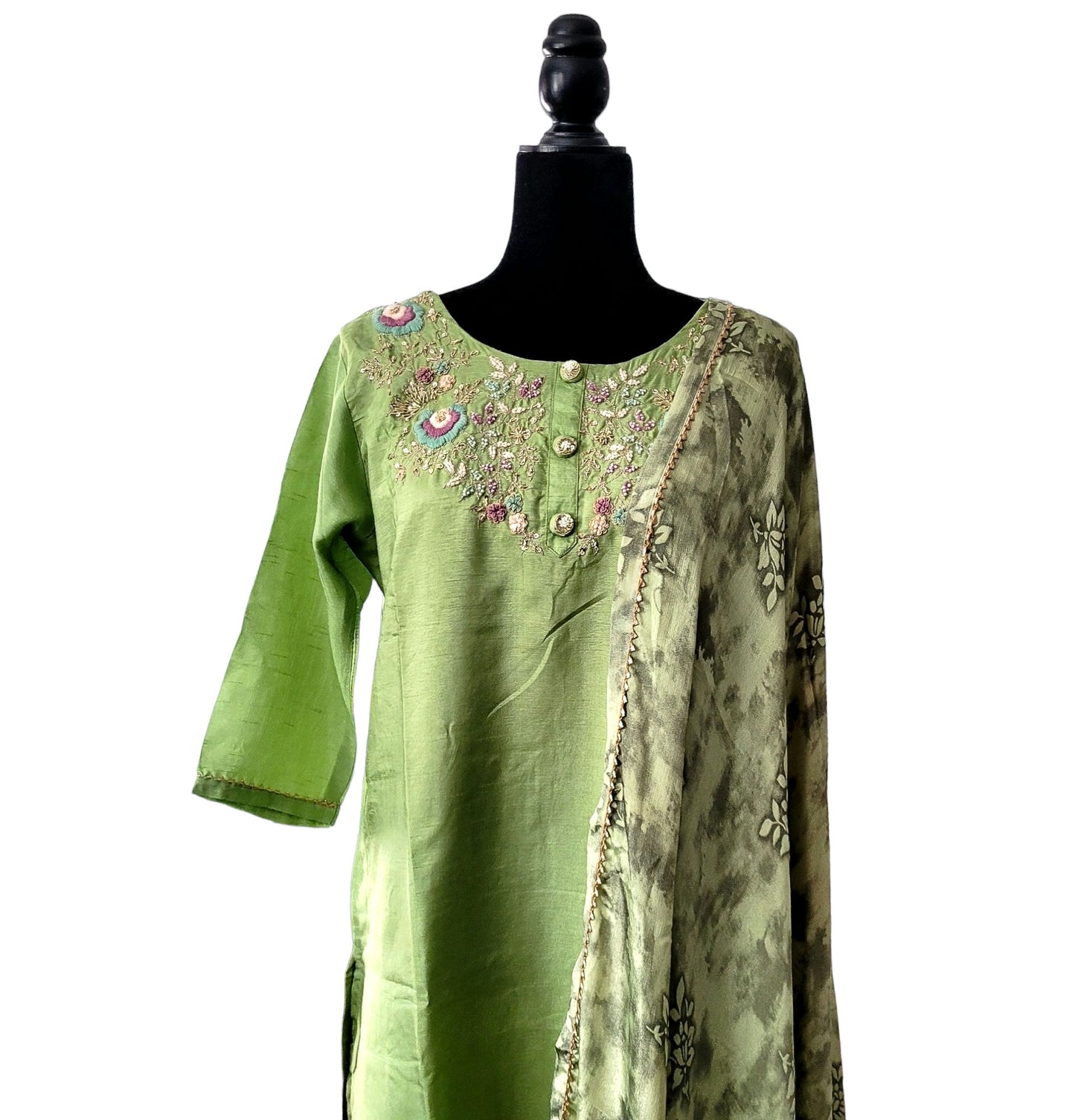 Salwar Suit With Printed Crepe Dupatta