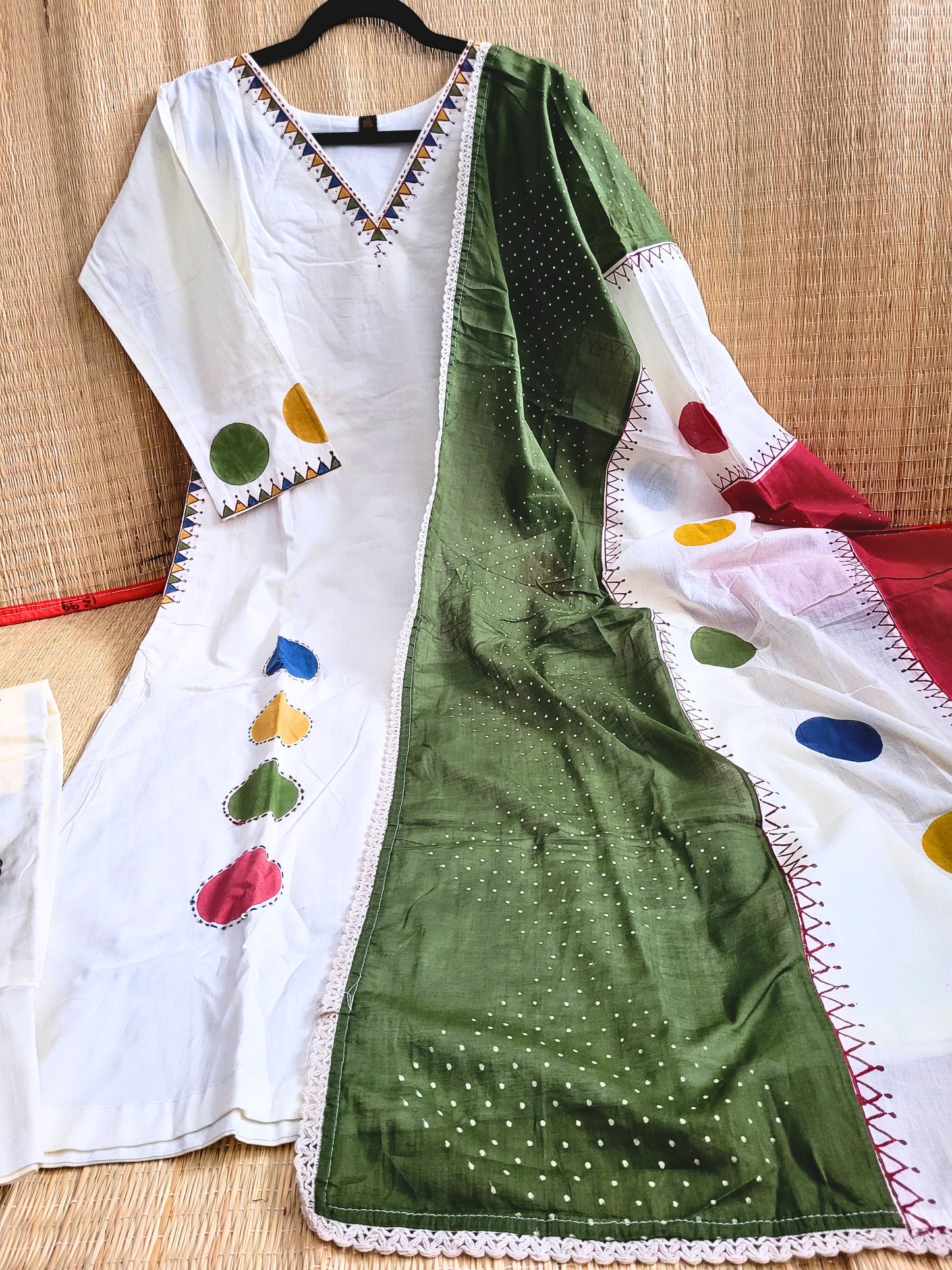 Khadi Cotton Block Printed Salwar With Katha Work