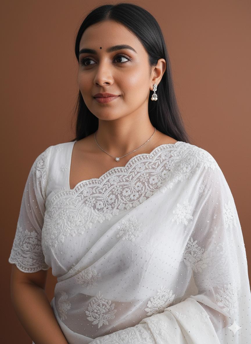 Exquisite Georgette Chikankari Saree