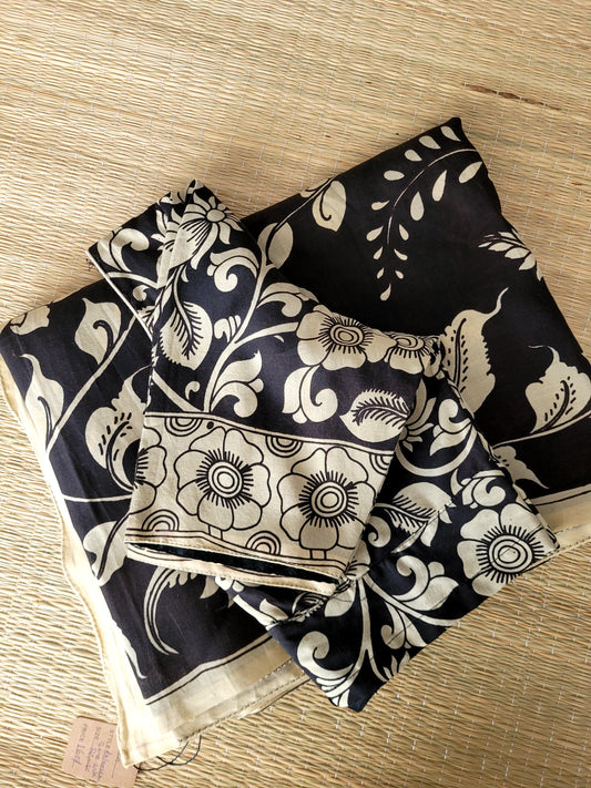 Pen Kalamkari On Chennuri Silk Saree