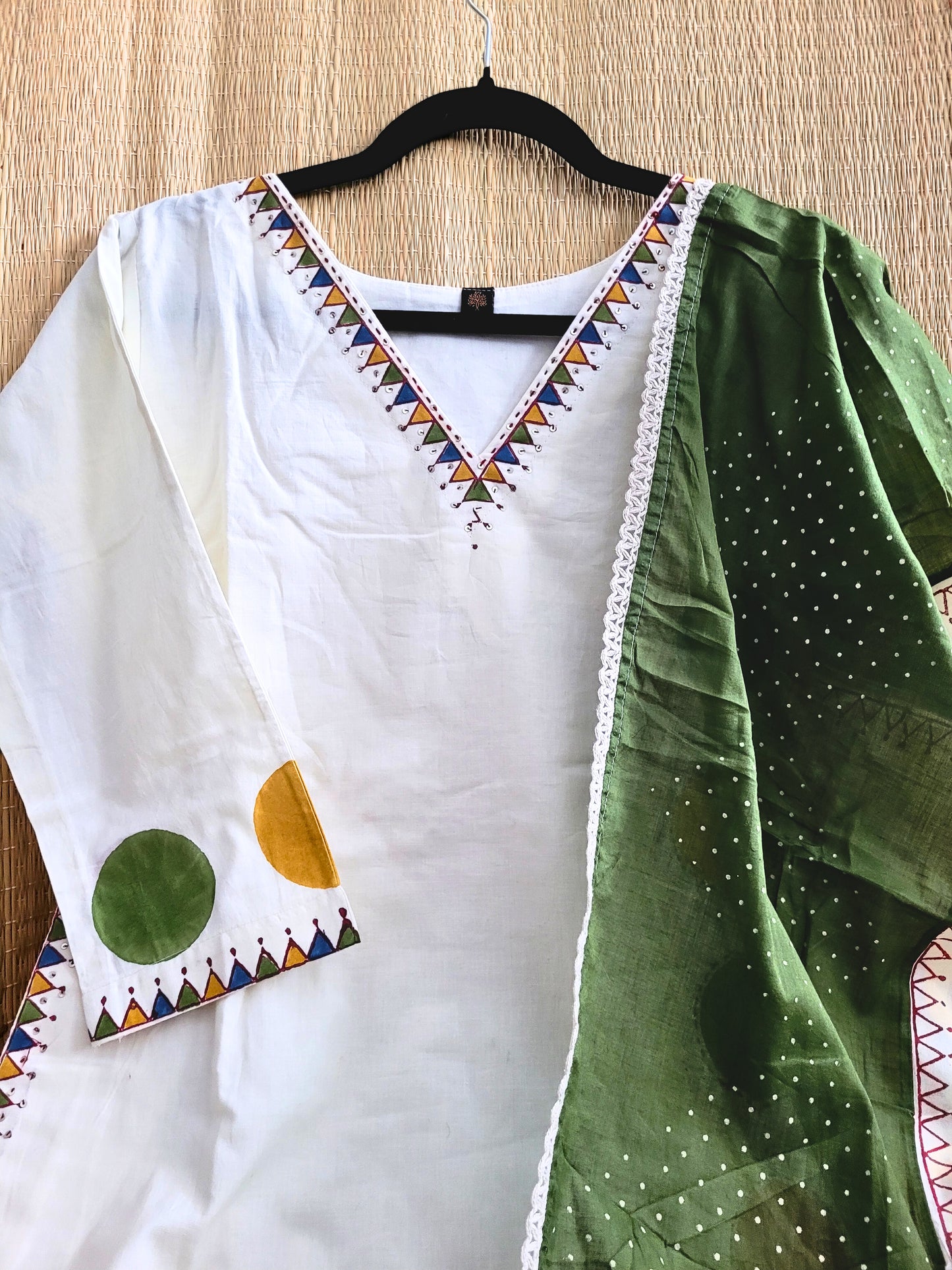 Khadi Cotton Block Printed Salwar With Katha Work
