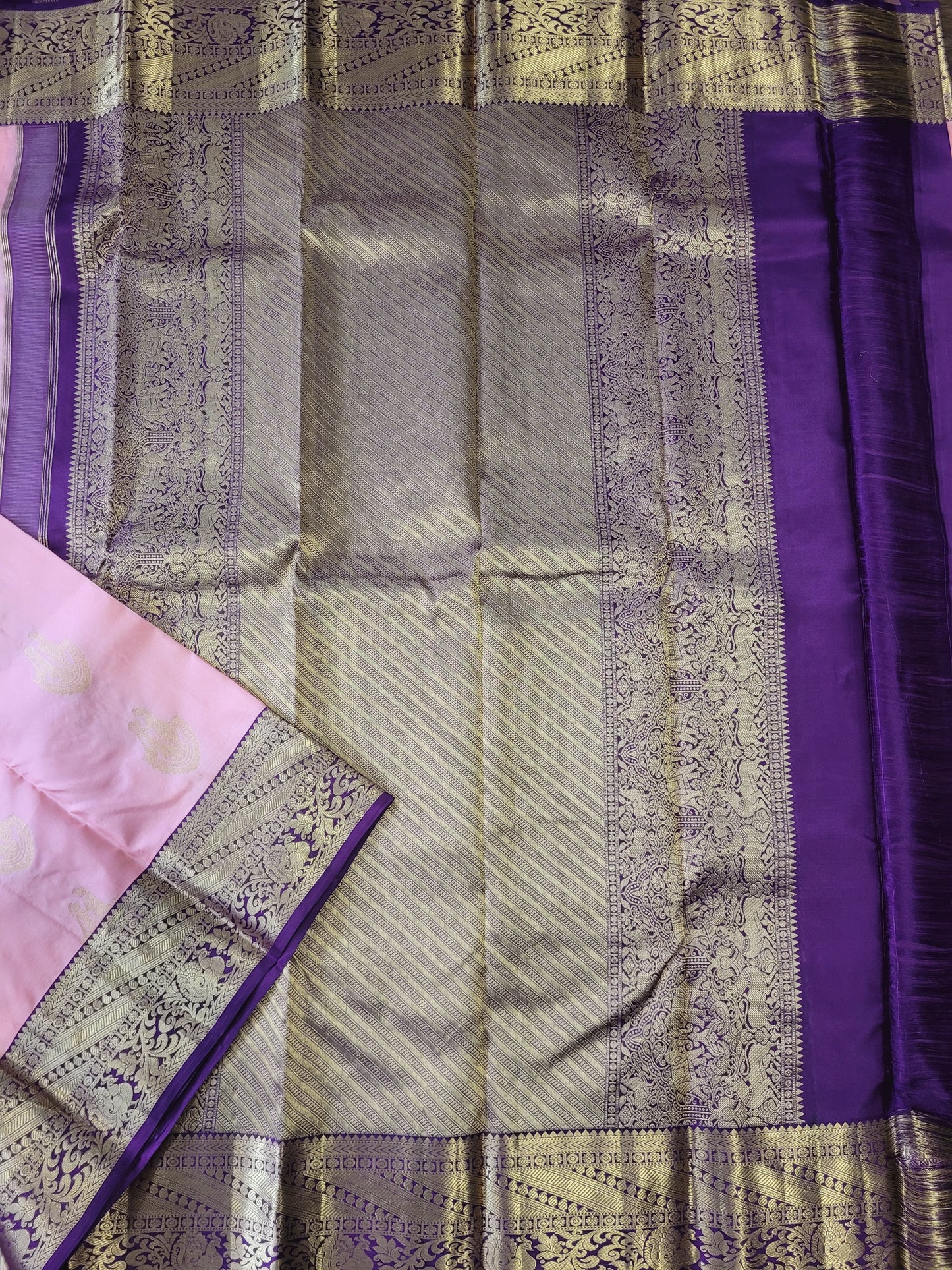 Pure Korvai kanchipuram Handloom Silk Saree