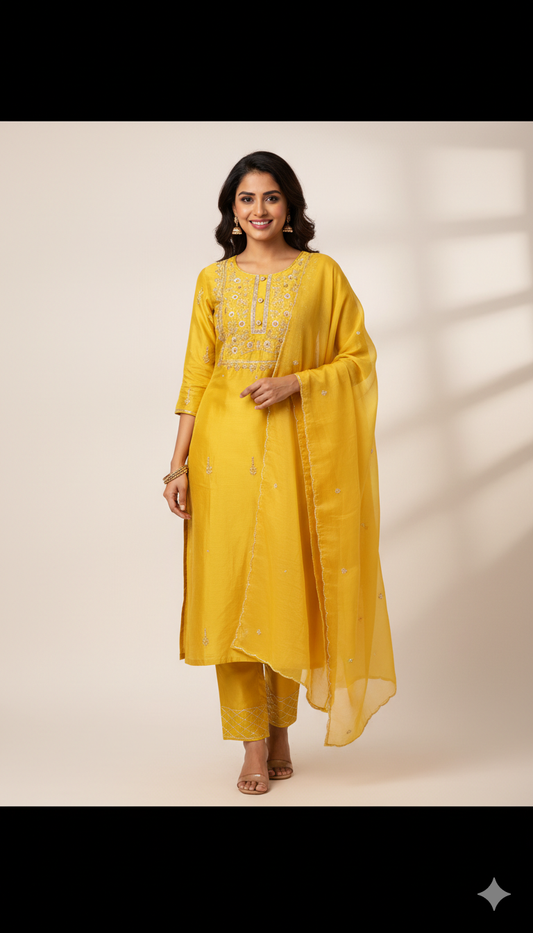 Salwar Suit With Organza Dupatta