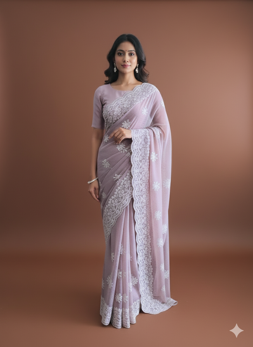 Exquicite Georgette Chikankari Saree