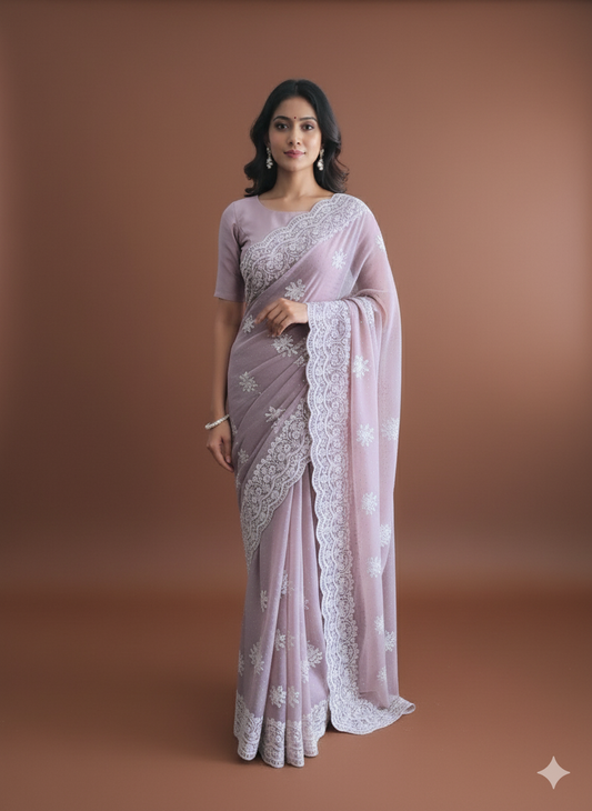 Exquicite Georgette Chikankari Saree