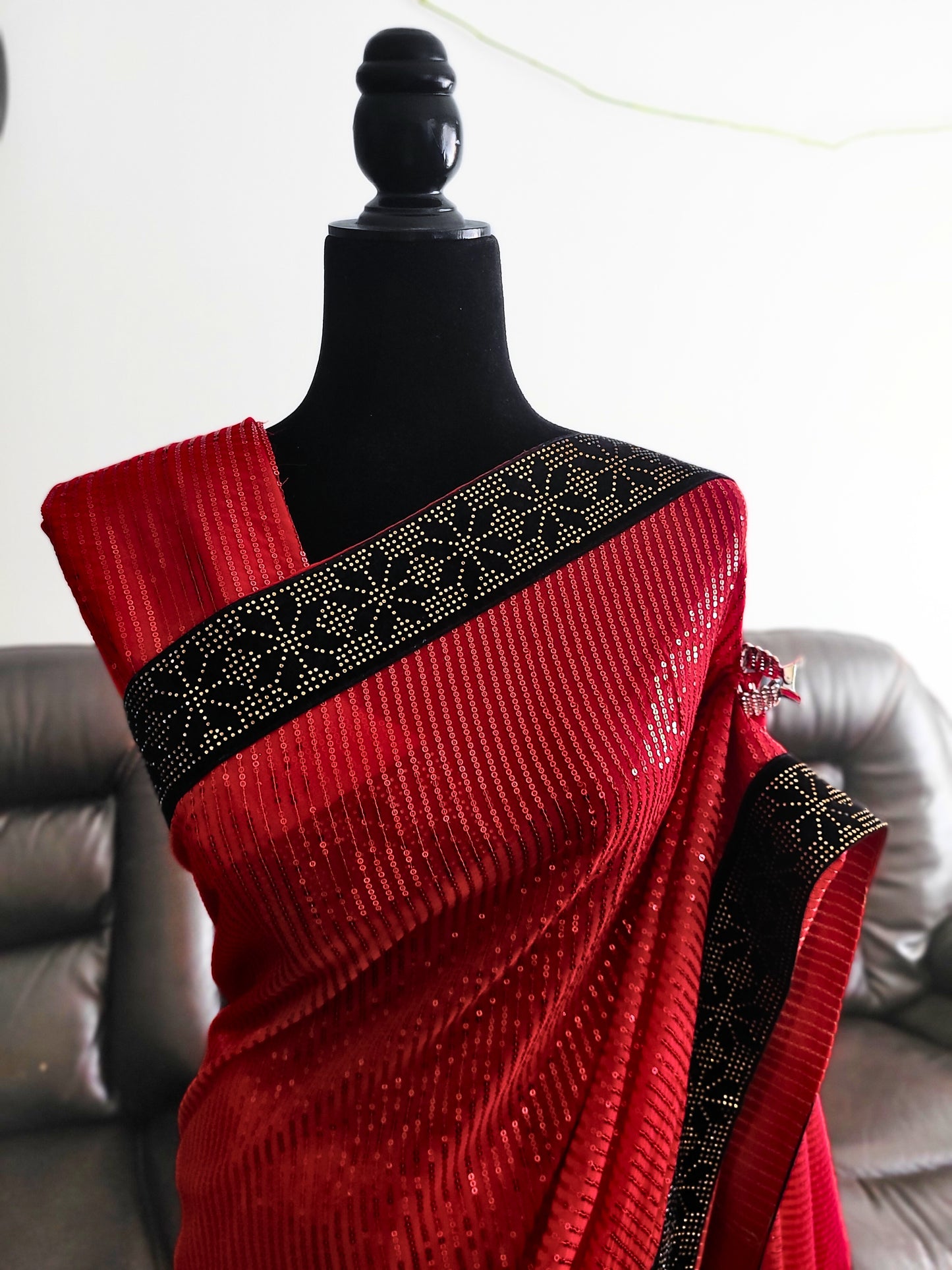 Premium Georgette Sequins Embroidery Saree