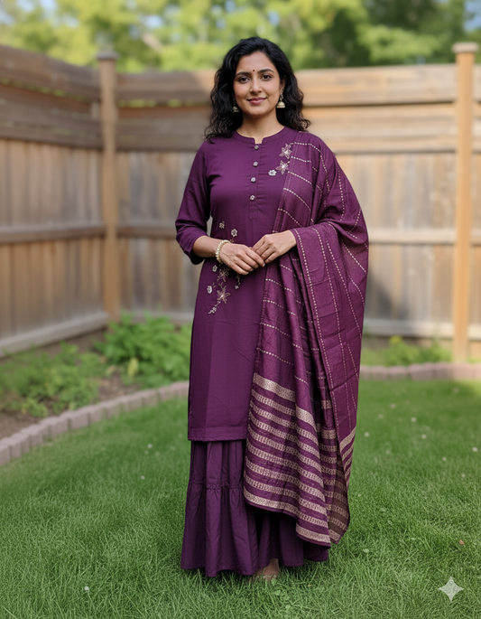 Muslin Sharara Salwar With Embroidery