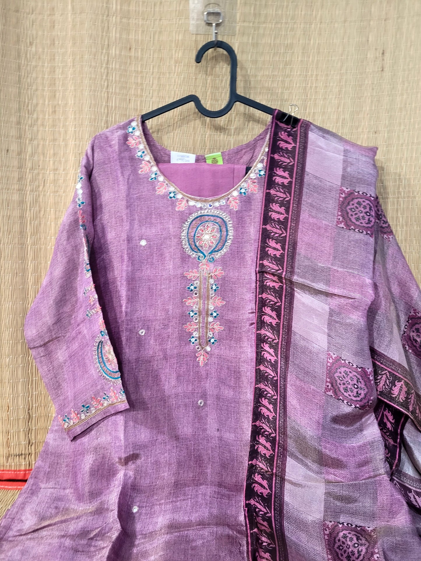Pure Tissue Shimmer Salwar Suit With Embroidery