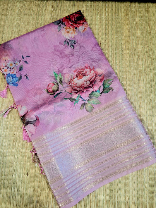 Printed Organza Banaras Saree