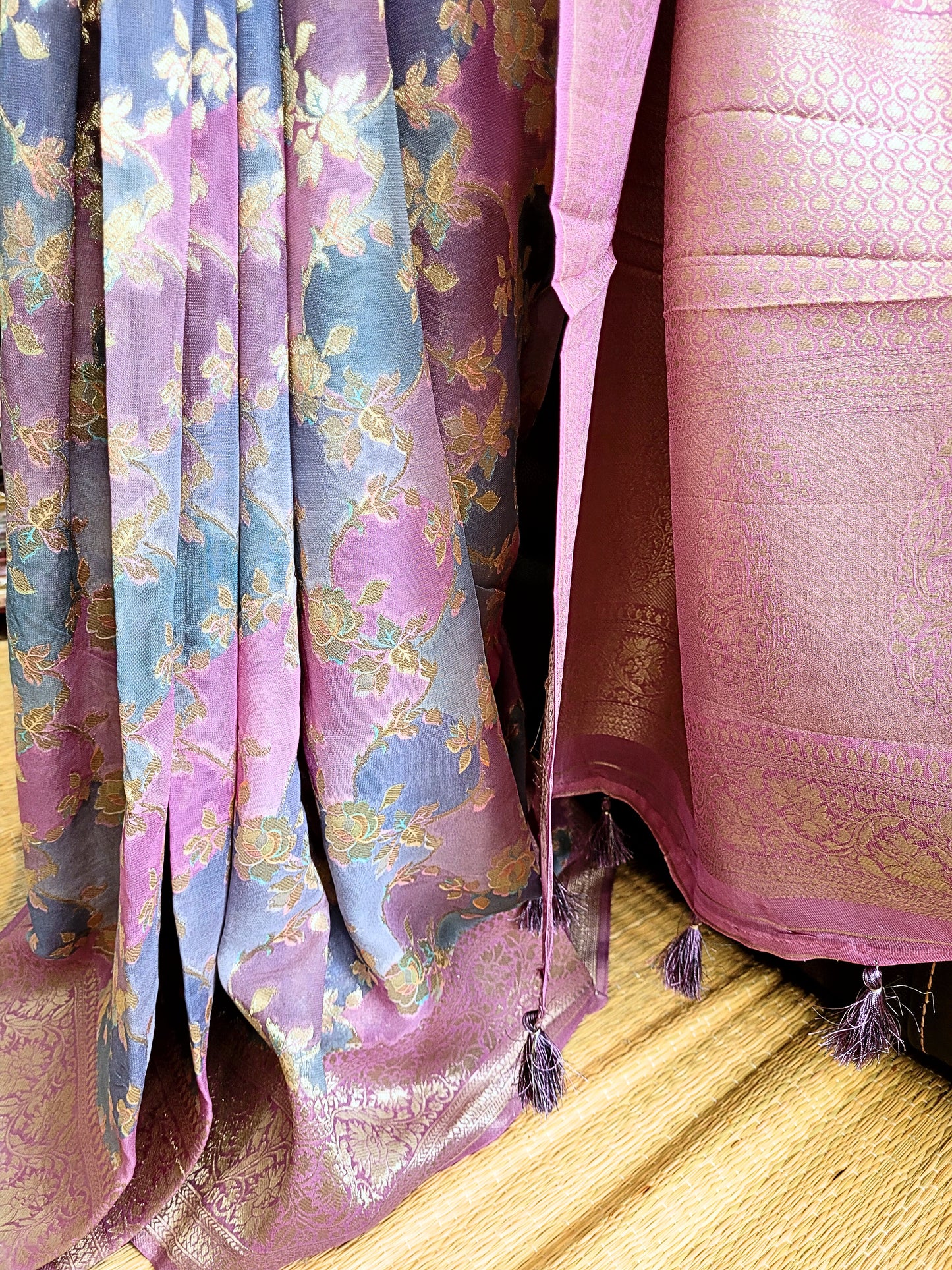 Pure Khadi Georgette Rangkat Saree
