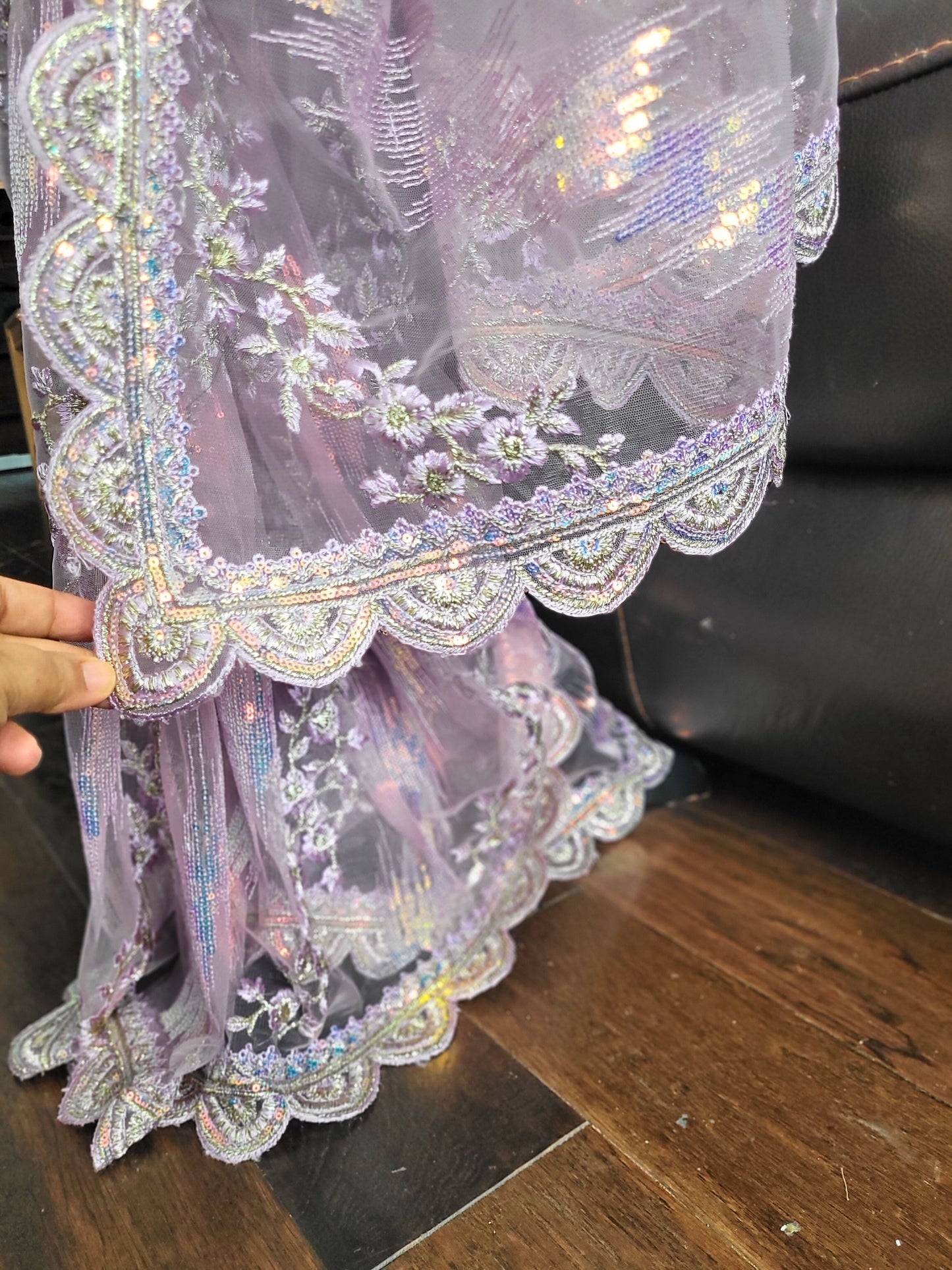 Premium Net Sequins Embroidery Saree