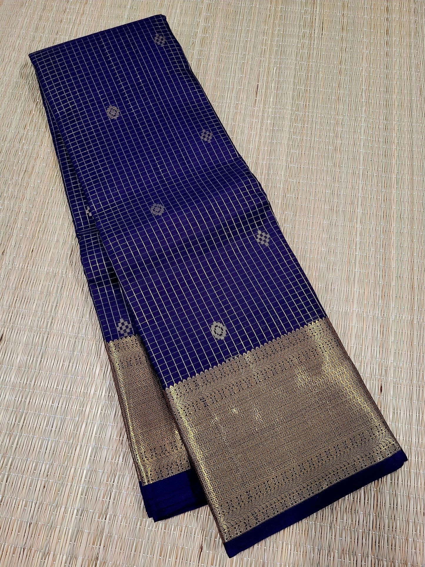 Pure Kanchipuram Handloom Silk Saree With Zari Checks