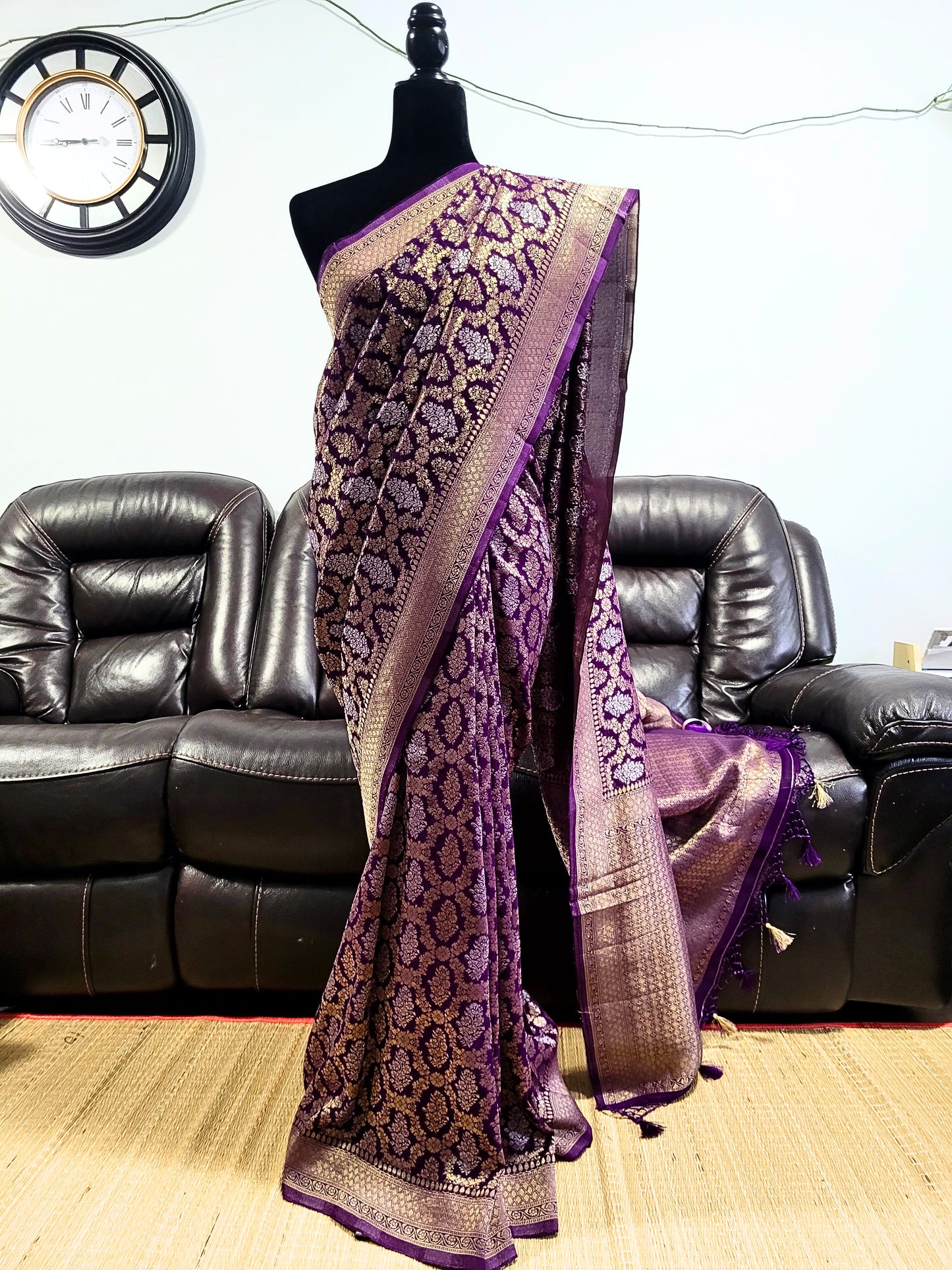Premium Khadi Banaras Georgette Saree