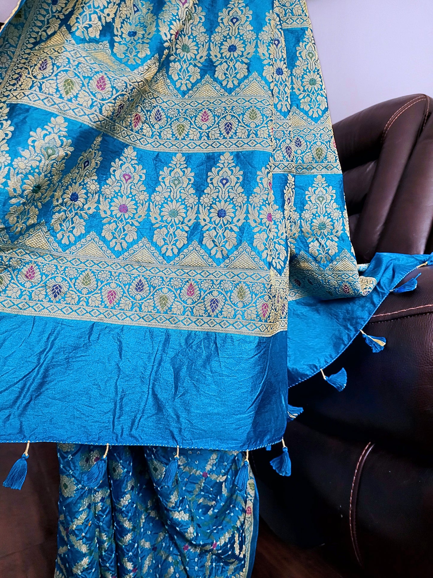 Dupion Silk Jangla Bandhani Saree