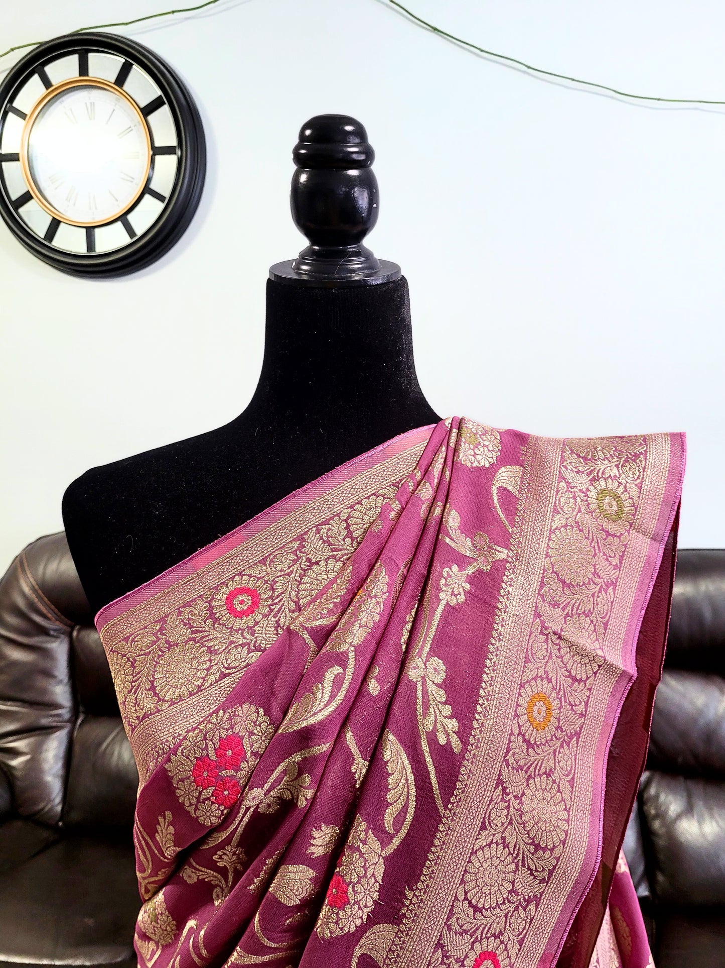 Premium Khadi Banaras Georgette Saree